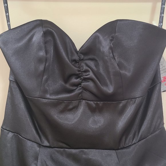 NWT FOXY JEANS COUTURE Sexy Mini Black Strapless Satin Formal Dress - Limited Ed - Picture 2 of 10